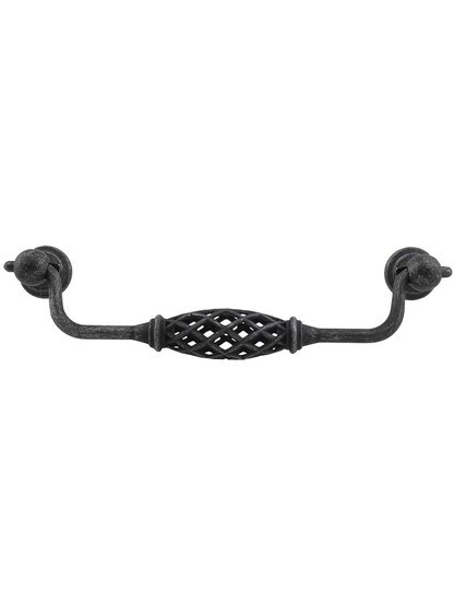 Tuscany Cabinet Bail Pull - 6 1/4 inch Center-to-Center in Distressed Antique Silver.